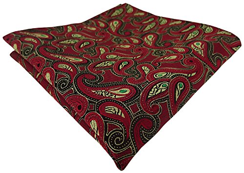 TigerTie Designer Einstecktuch in rot gold grün schwarz Paisley gemustert von TigerTie