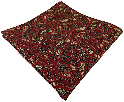 TigerTie Designer Einstecktuch in rot gold grün schwarz Paisley gemustert von TigerTie