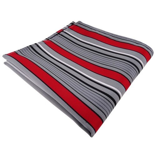 TigerTie Designer Einstecktuch in rot grau silber schwarz gestreift von TigerTie