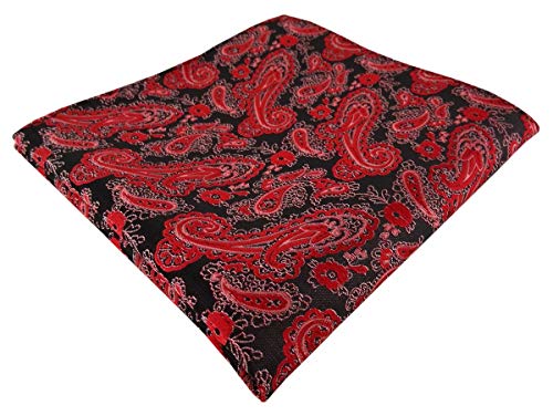 TigerTie Designer Einstecktuch in rot schwarz silber Paisley gemustert - Gr. 30 x 30 cm von TigerTie