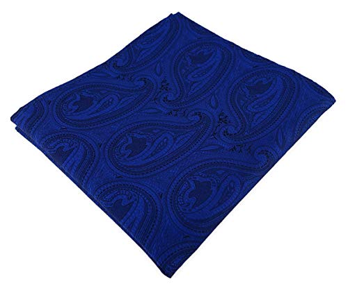 TigerTie Designer Einstecktuch in royal blau schwarz Paisley gemustert von TigerTie