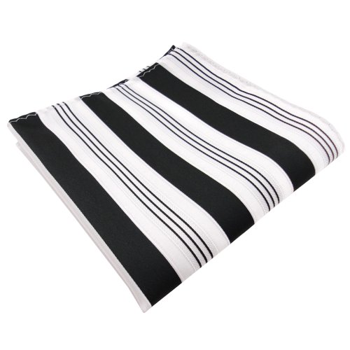 TigerTie Designer Einstecktuch in schwarz anthrazit weiß silber gestreift von TigerTie