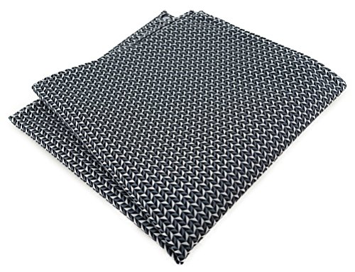 TigerTie Designer Einstecktuch in silber schwarz grau gemustert - Stecktuchgröße 30 x 30 cm von TigerTie