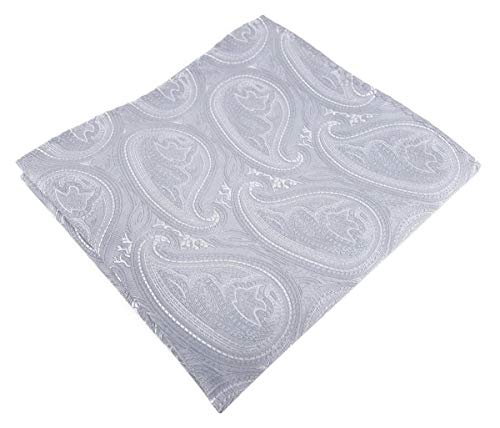 TigerTie Designer Einstecktuch in silbergrau grau silber Paisley gemustert von TigerTie