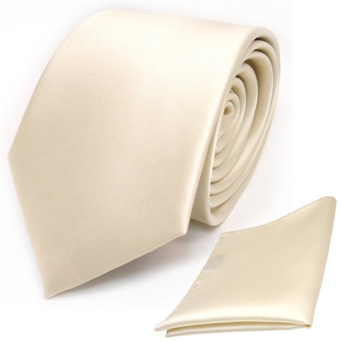 TigerTie Designer Krawatte Einstecktuch in creme beige elfenbein einfarbig uni TigerTie Designer Krawatte Einstecktuch in creme beige elfenbein einfarbig uni von TigerTie