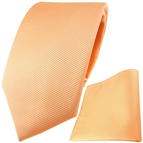 TigerTie Designer Krawatte Einstecktuch in lachs orange einfarbig uni Rips TigerTie Designer Krawatte Einstecktuch in lachs orange einfarbig uni Rips von TigerTie