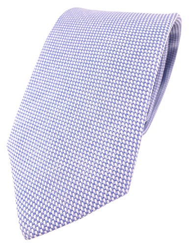 TigerTie Designer Krawatte Pique in blau-weiss gemustert - 100% Baumwolle - Krawattenbreite 8 cm von TigerTie
