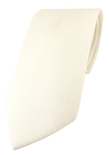 TigerTie Designer Krawatte Pique in creme gemustert - 100% Baumwolle - Krawattenbreite 8 cm von TigerTie