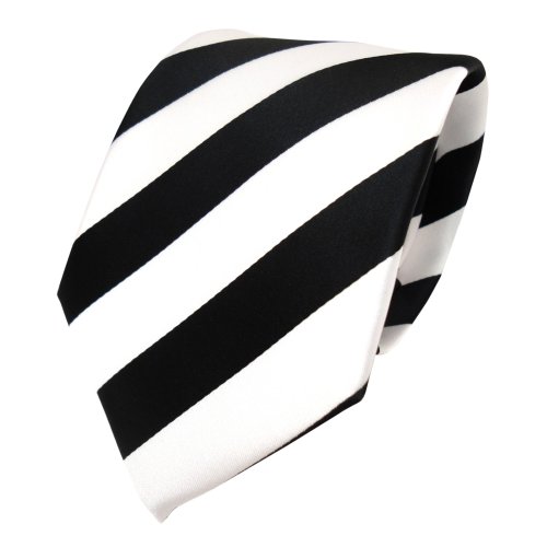 TigerTie Designer Krawatte - Schlips Binder schwarz weiss gestreift - Tie von TigerTie