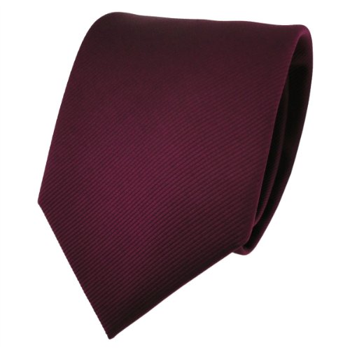 TigerTie Designer Krawatte bordeaux rot weinrot Uni Rips - Binder Tie von TigerTie