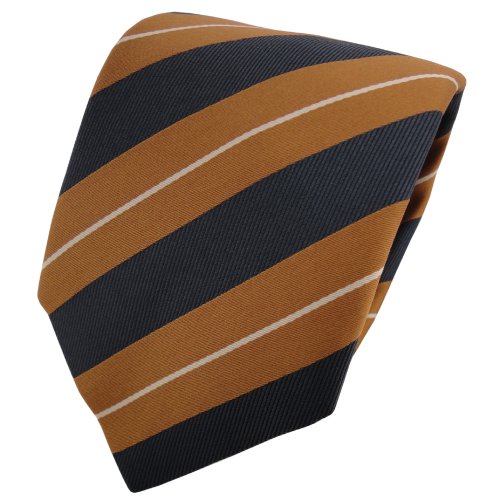 TigerTie Designer Krawatte braun ockerbraun anthrazit beige gestreift - Binder Tie von TigerTie