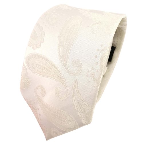 TigerTie Designer Krawatte creme beige cremeweiß Paisley - Schlips Tie von TigerTie