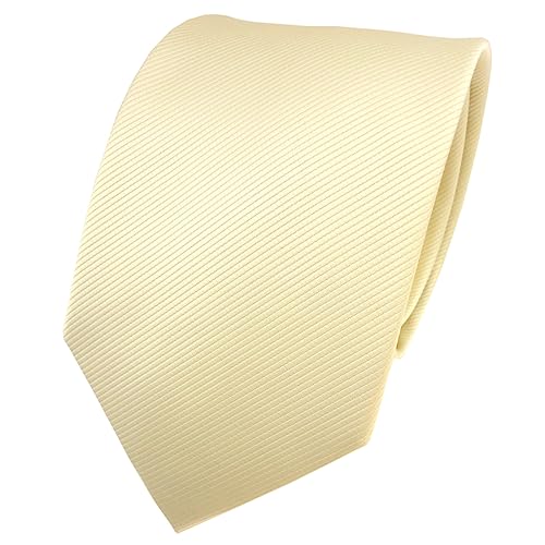 TigerTie Designer Krawatte elfenbein champagner hellbeige Uni Rips - Binder Tie von TigerTie