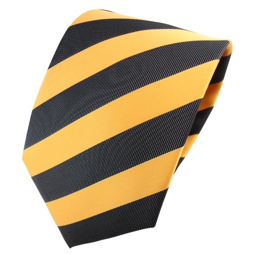 TigerTie Designer Krawatte in gelb goldgelb anthrazit schwarz gestreift von TigerTie