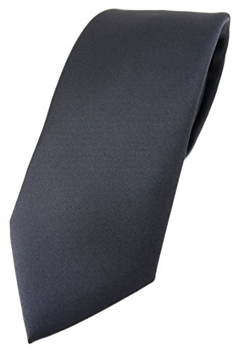 TigerTie Designer Krawatte in anthrazit einfarbig Uni - Tie Schlips von TigerTie