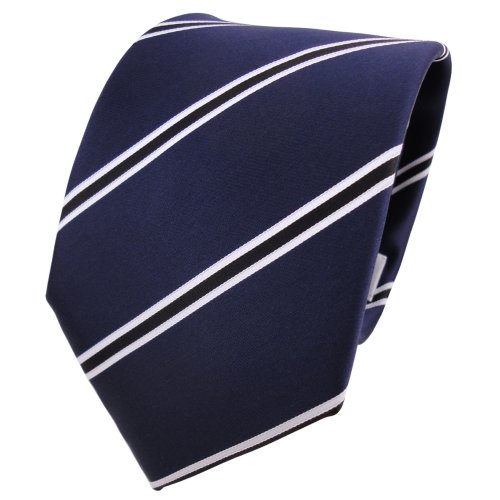 TigerTie Designer Krawatte in blau dunkelblau schwarz weiß gestreift TigerTie Designer Krawatte in blau dunkelblau schwarz weiß gestreift von TigerTie