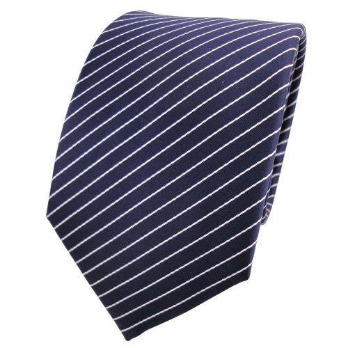 TigerTie Designer Krawatte in blau dunkelblau royal weiß silber gestreift von TigerTie