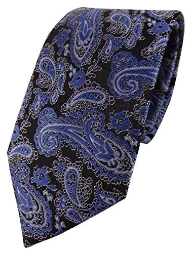 TigerTie Designer Krawatte in blau schwarz silber Paisley gemustert TigerTie Designer Krawatte in blau schwarz silber Paisley gemustert von TigerTie