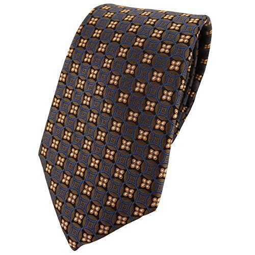 TigerTie Designer Krawatte in braun dunkelbraun blau silber gemustert von TigerTie