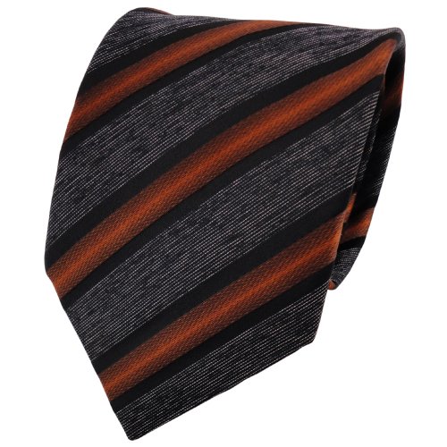 TigerTie Designer Krawatte in braun kupfer anthrazit schwarz grau gestreift von TigerTie