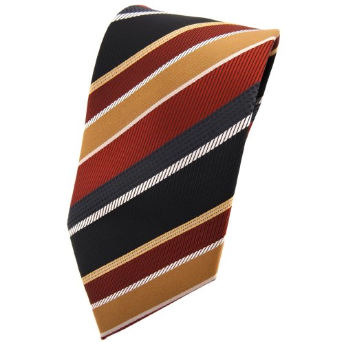 TigerTie Designer Krawatte in braun kupfer schwarz silber gold gestreift von TigerTie