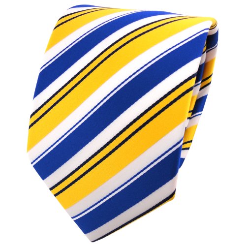 TigerTie Designer Krawatte in gelb blau weiss schwarz gestreift von TigerTie