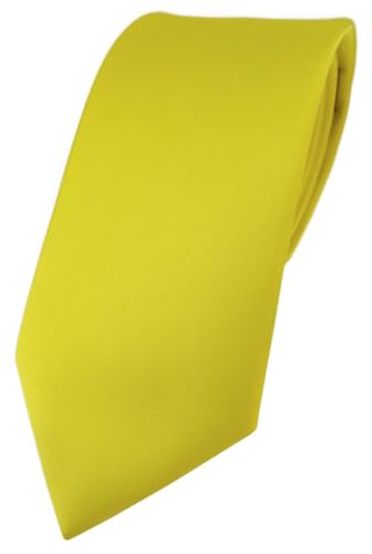 TigerTie Herren Krawatte – Klassische 7,5 cm Krawatte in gelb einfarbigem Design, ideal für Geschäftstermine, festliche Anlässe und die Freizeit von TigerTie