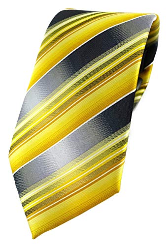 TigerTie Designer Krawatte in gelb gold silber anthrazit grau gestreift von TigerTie