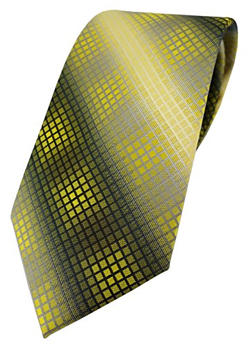 TigerTie Designer Krawatte in gelb gold silber grau schwarz kariert von TigerTie