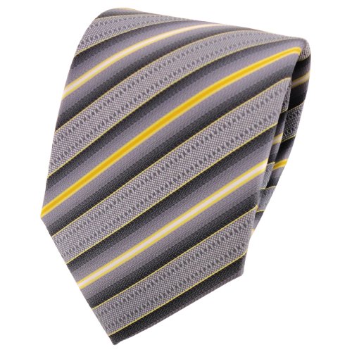 TigerTie Designer Krawatte in gelb grau weiß gestreift von TigerTie