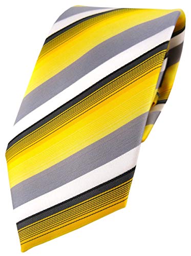 TigerTie Designer Krawatte in gelb grau weiss schwarz anthrazit gestreift - Tie Binder von TigerTie