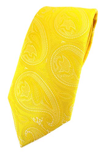 TigerTie Designer Krawatte in gelb zitronengelb silber Paisley gemustert TigerTie Designer Krawatte in gelb zitronengelb silber Paisley gemustert von TigerTie