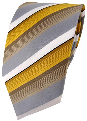 TigerTie Designer Krawatte in gold grau weiss gestreift - Tie Binder von TigerTie