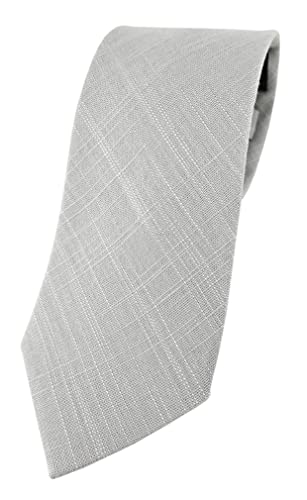 TigerTie Designer Krawatte in grau Uni - 100% Leinen - Krawattenbreite 7,5 cm von TigerTie