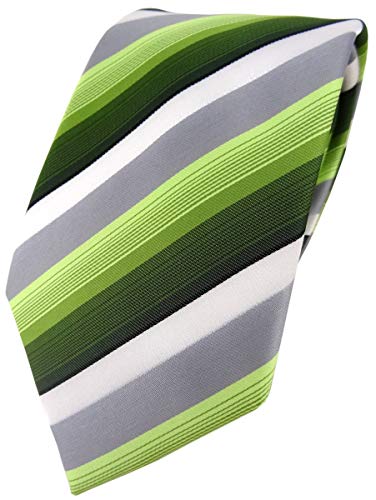 TigerTie Designer Krawatte in grün dunkelgrün grau weiss gestreift - Tie Binder von TigerTie