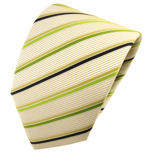 TigerTie Designer Krawatte in grün gold beige schwarz gestreift von TigerTie