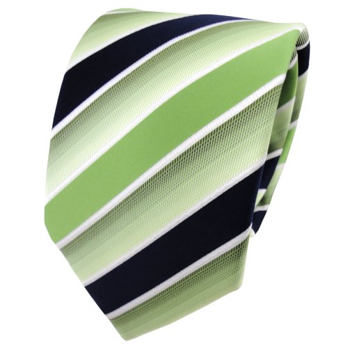 TigerTie Designer Krawatte in grün hellgrün dunkelblau weiß gestreift von TigerTie