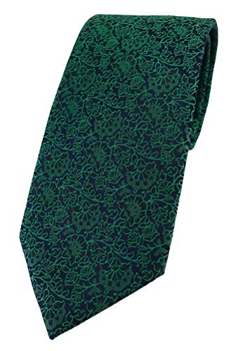 TigerTie Designer Krawatte in grün schwarz florales Muster von TigerTie