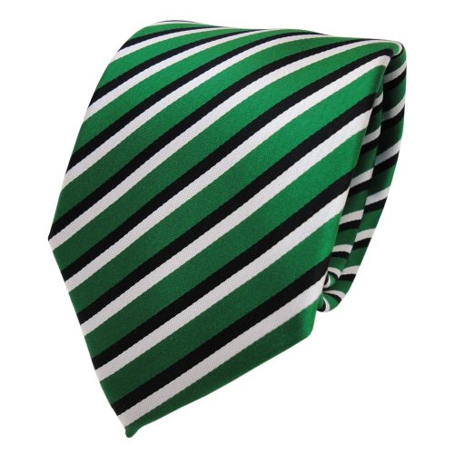 TigerTie Designer Krawatte in grün signalgrün schwarz weiss gestreift von TigerTie