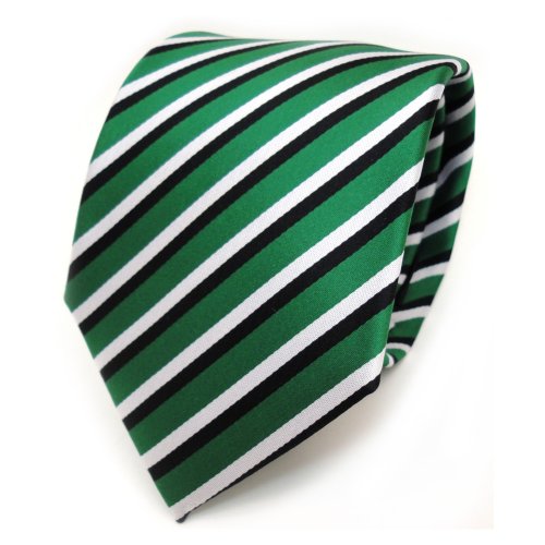 TigerTie Designer Krawatte in grün signalgrün weiss schwarz gestreift von TigerTie