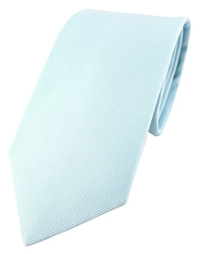 TigerTie Designer Krawatte in hellblau Uni - 100% Baumwolle - Krawattenbreite 8 cm von TigerTie