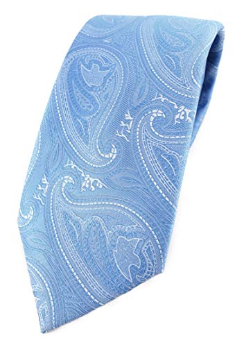 TigerTie Designer Krawatte in hellblau blau silber Paisley gemustert von TigerTie