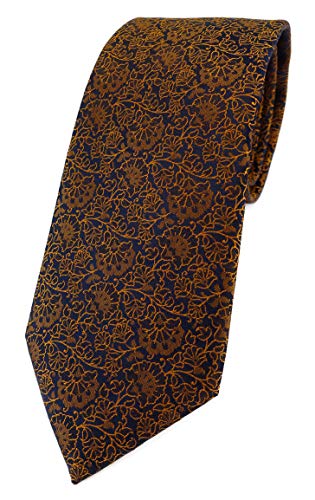 TigerTie Designer Krawatte in kupfer schwarz florales Muster von TigerTie