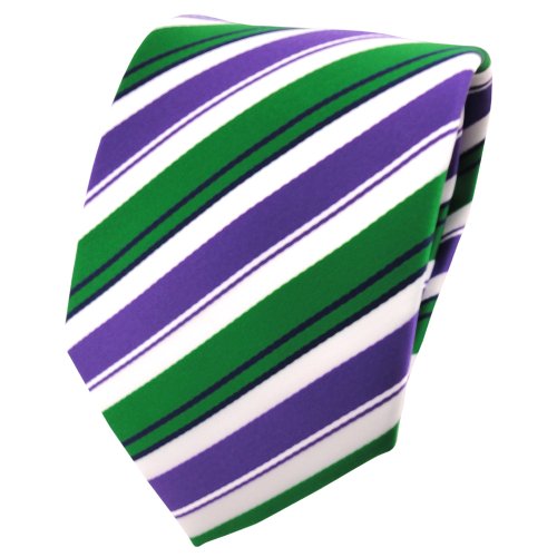 TigerTie Designer Krawatte in lila grün schwarz weiß gestreift von TigerTie