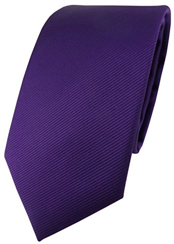 TigerTie Designer Krawatte in lila violett einfarbig Uni Rips von TigerTie