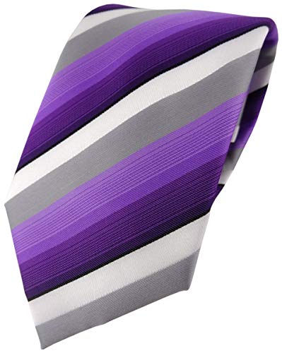 TigerTie Designer Krawatte in lila violett grau weiss gestreift - Tie Binder von TigerTie