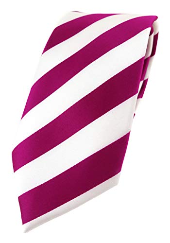 TigerTie Designer Krawatte in magenta weiss gestreift von TigerTie