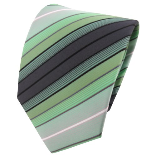 TigerTie Designer Krawatte in mint grün anthrazit schwarz silber gestreift von TigerTie