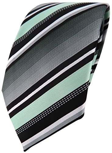 TigerTie Designer Krawatte in mint silber grau weiss gestreift - Tie Binder von TigerTie