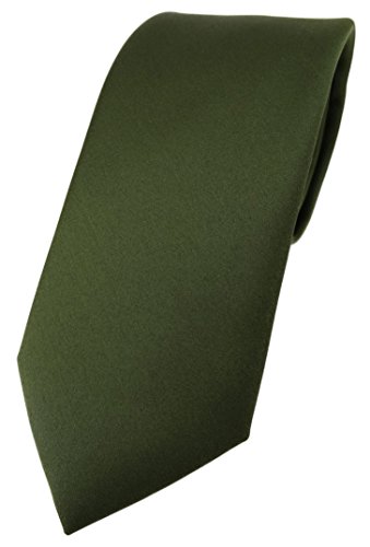 TigerTie Designer Krawatte in olivegrün einfarbig Uni - Tie Schlips von TigerTie